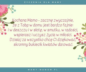 Na obrazku znajdują się Życzenia z okazji Dnia Mamy